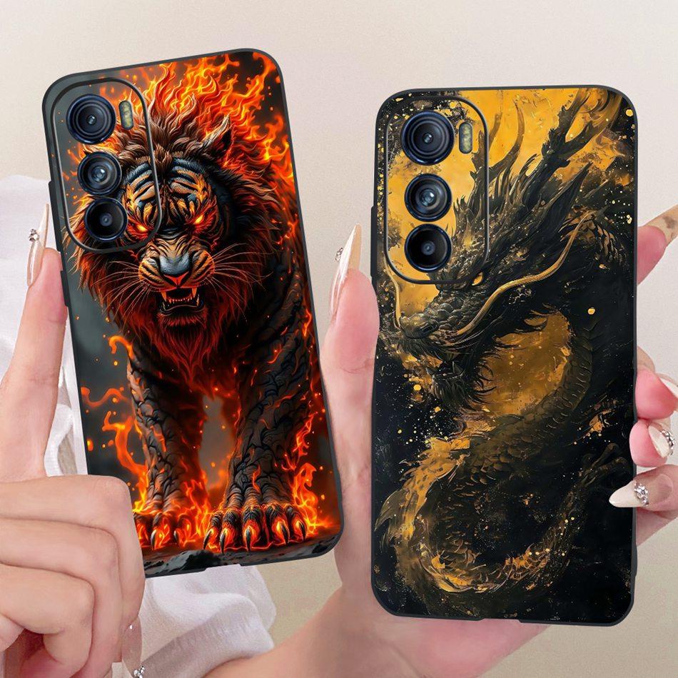 For Motorola Edge 30 5G Cool Dragon Tiger Pattern Phone Case For Motorola Edge30 30Pro 30 Neo Black Silicone Soft Covers Bumpers