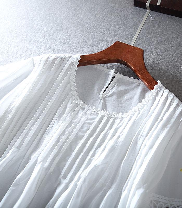 Chic Foreign Style OL Hollow Lace Ruffle Slimming A-line Shirt Top