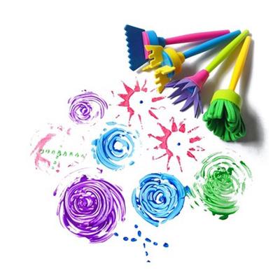 4 יחידות כלי ציור DIY סט מברשת ספוג בול פרח ציוד אמנות לילדים צעצוע חינוכי