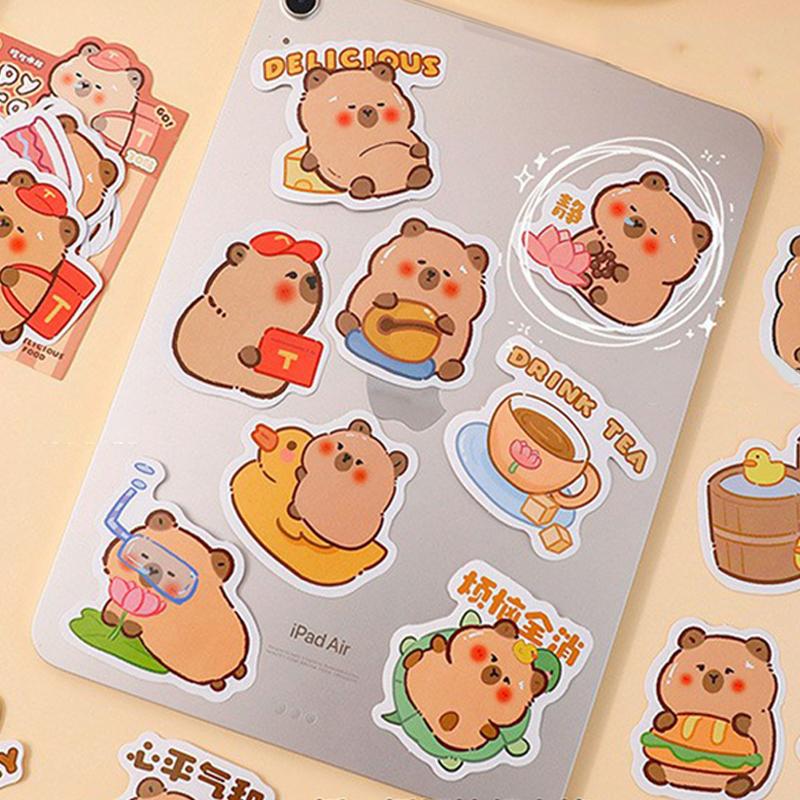 30Sheets Creative Funny Capybara Stickers Toy Kawaii Fashion Stickers Diy Cartoon Lovely Capybara Stickers Children Gifts