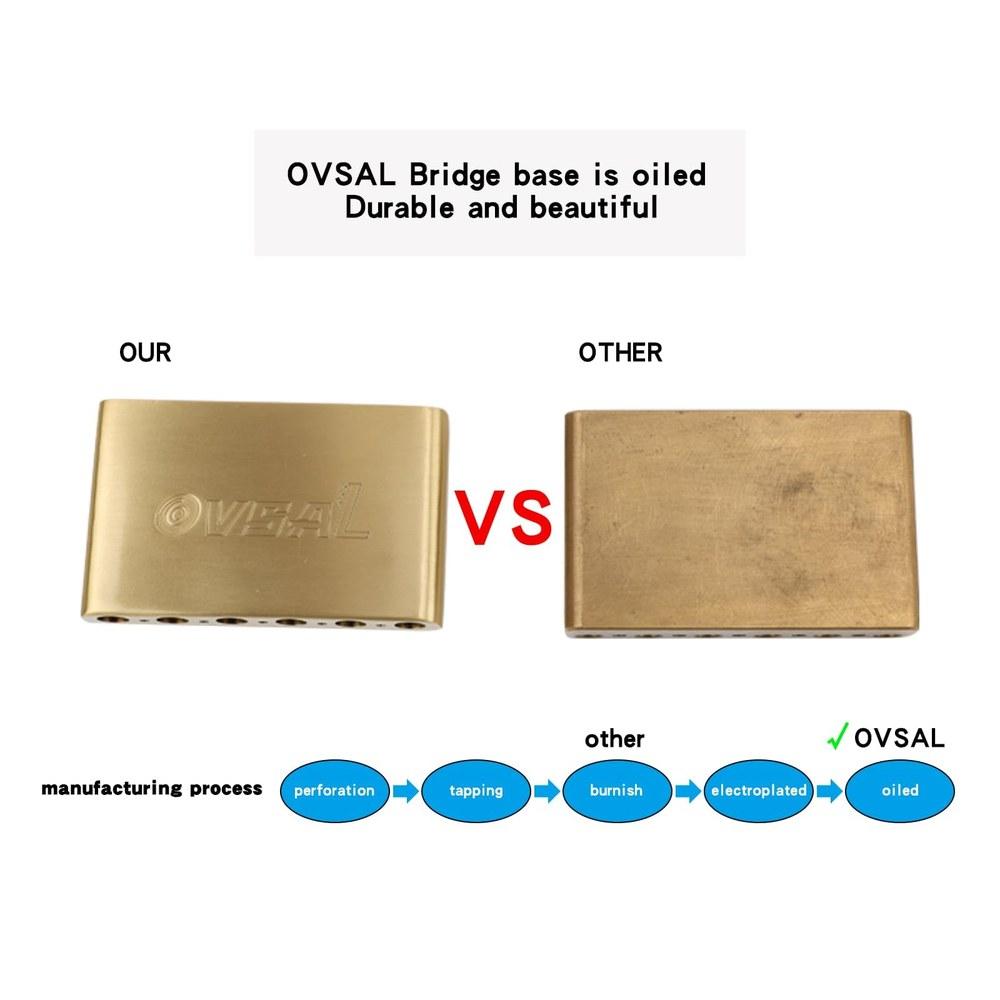 OVSAL 10.5mm Electric Guitar Bridge Stratocaster 6-String Pearl Nickel Stainless Steel Saddle Brass Block 2-Point Tremolo Replacement Part