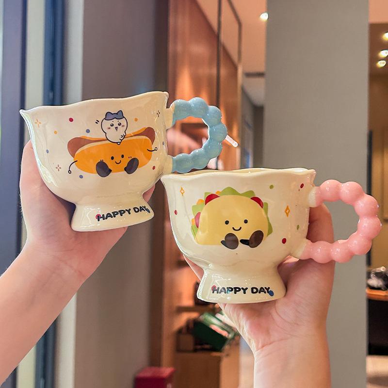 Super roztomilý chlebový hrnek dívčí domácí pitný hrnek kancelářský keramický hrnek snídaňový hrnek dárek k narozeninám