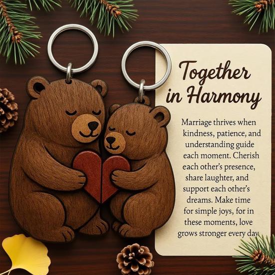 1/2Pcs Bear Couple Keychain Set Hug Matching Keychain Car Backpack Key Holder Festive Party Accessory