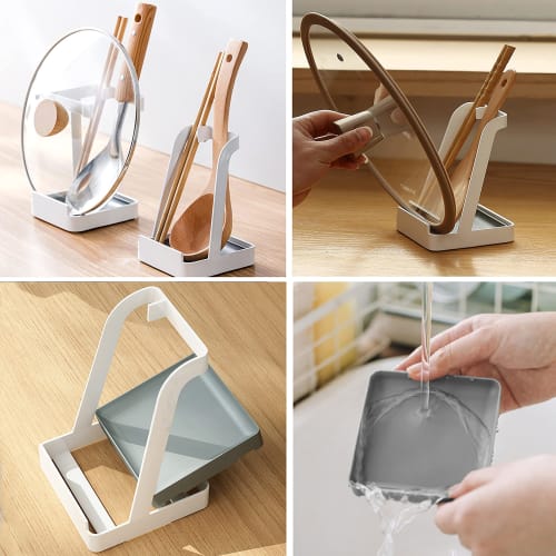 Ladle Stand, Pot Lid Stand, Kitchen Tool Stand, Cutting Board Stand, Ladle Holder, Rice Paddle Holder, Knife Stand, Kitchen Countertop Storage, No Att