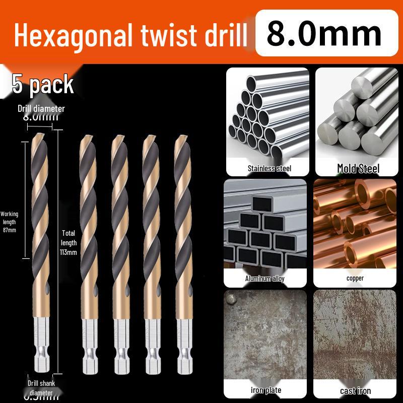 High Hardness Alloy Cobalt Hex Shank Twist Drill Set for Stainless Steel