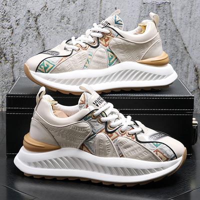 2024 Spring Summer Trendy Gold Men Casual Sneakers Lace-up Men's Designer Shoes Lightweight Male Flat Shoes Zapatillas Hombre