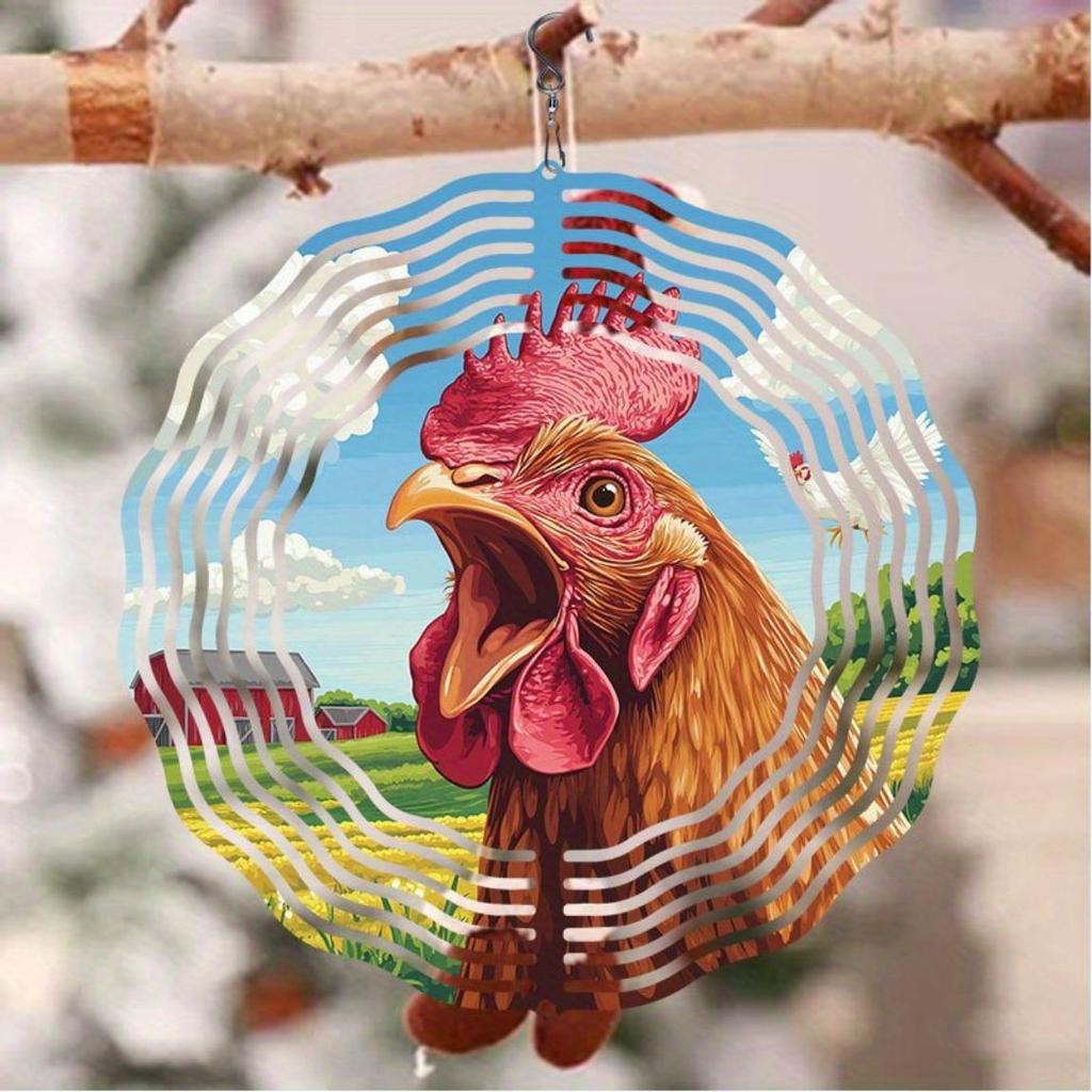 2D Rooster Wind Spinner Kinetic Metal Garden Decor for Outdoor Farmhouse Patio Yard No Battery Required Unique Gift Idea