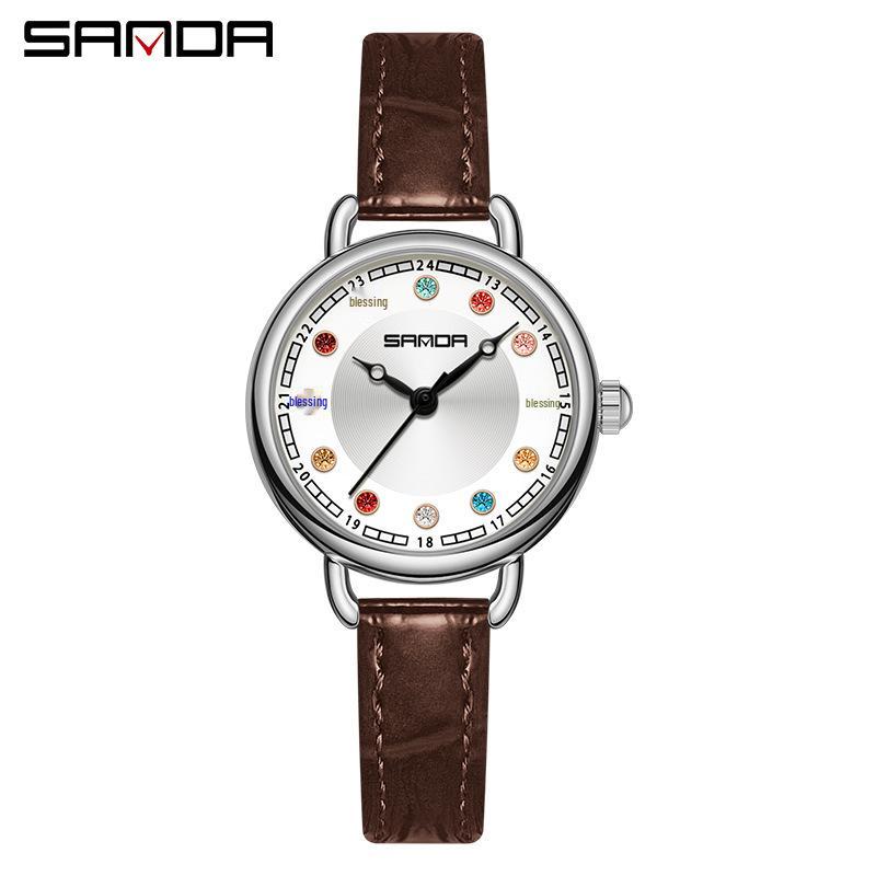 Sanda Women's Diamond-Studded Quartz Watch: Fashionable, Light Luxury, Versatile Steel Band 