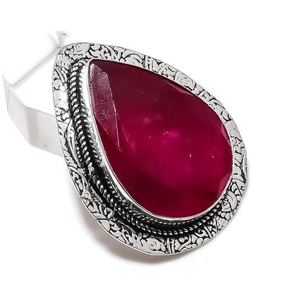 Ruby Natural Gemstone 925 Sterling Silver Jewelry Pendant 1.77" P0P67