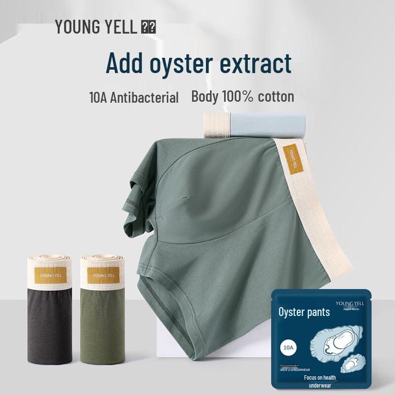 

YOUNGYELL Мужские хлопковые антибактериальные боксеры-брифы, 3 шт. 2XL