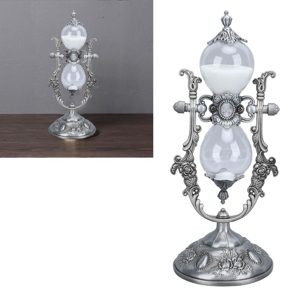 Sand Timer With Stand Vintage 15 Min Engraving Embossed Golden Hourglass Timer for Shelf Decor