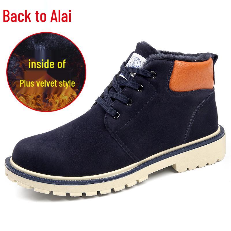 Huili Men s Winter Fleece-Lined Martin Boots, Work and Snow Second Cotton Shoes 40