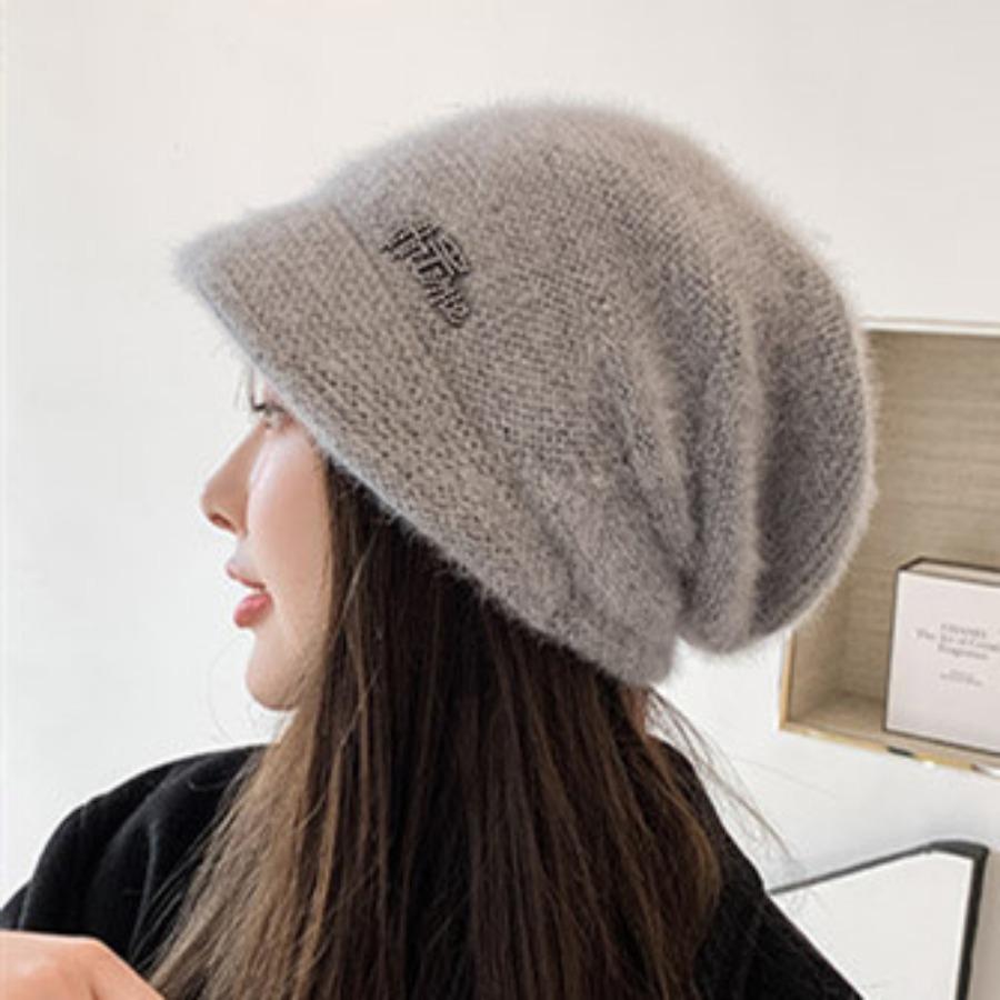 

Усовершенствованная ароматная жемчужная кроличья меховая шапка-пуловер, детская элегантная зимняя универсальная толстая вязаная шапка One size серый