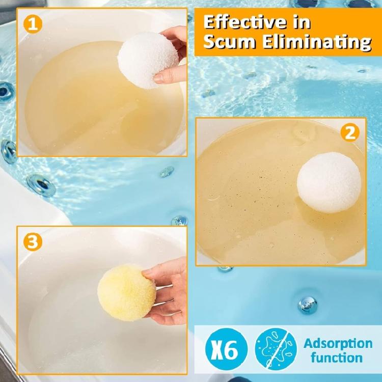 White Scum Removers Balls For Pools Stable Spa Scum Neutralizers Balls Sponge Sphere for Enhances Filtration Efficiency