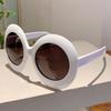 Oversized Round Sun Glasses  Women Fashion Vintage Gradient Outdoor Shades Ins Trendy Brand Design Black Sunglasses