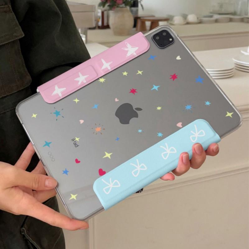 IPad Air Mini Pro 10th Gen Case With Stand Sleep Wake Function Blue Plaid Star PC Shell Detachable Side Cover