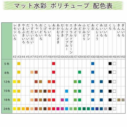 SAKURA Sakura Crepas Paint Matte Watercolor Polytube 15 Color Set MW15PE