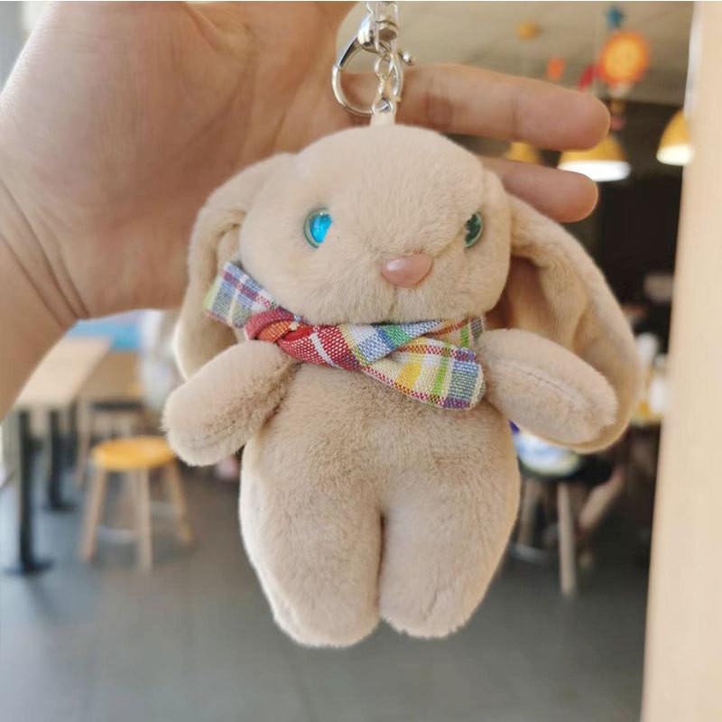 Adorable Plush Bunny Keychain Soft Crystal Velvet Cartoon Rabbit Stuffed Toy Accessory