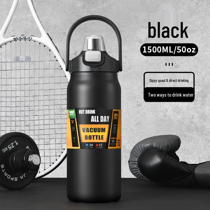 304 Stainless Steel Large Capacity Vacuum Insulated Sports Bottle with Handle and Dual Drink Lids for Outdoor Activities