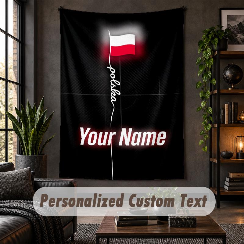 Wall Tapestry Poland Print Custom Name Text Wall Hanging Home Decor