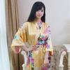 Women's Summer Silk Pajama Set: Short Sexy Nightgown and Peacock Cardigan Bathrobe