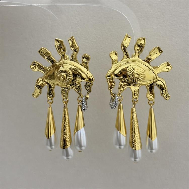 Exaggerated Eye Shape Dangle Earrings Statement Earring Alloy Texture Ear Studs Accessory Present for Woman and Girls