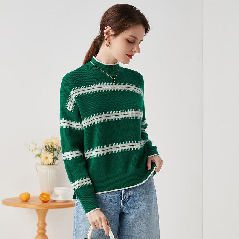 Zhaojun Women's Relaxed Fit Half-Turtleneck Pure Cashmere Sweater