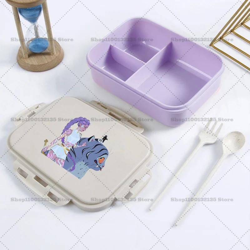 Kpop Demon Hunter Bento Lunch Box Kawaii Girl Portable Bento Boxs Student Hermetic Food Crisper Single Layer Capacity Kids Gift