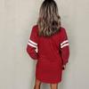 Women's Fashion Striped Sports Hoodie Dress Long Sleeve Round Neck Sports Hoodie Dress With Pocket
