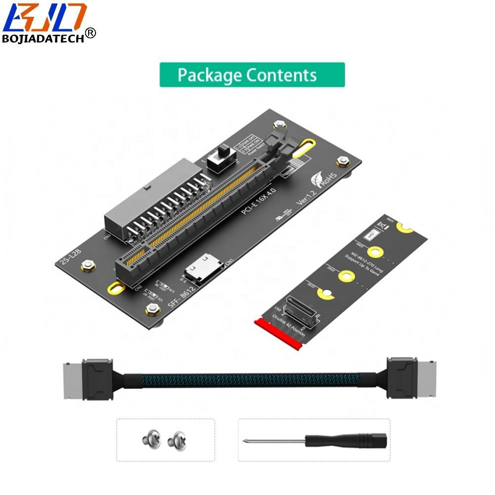 2280 M.2 NVME M-Key to PCI-E 4.0 X16 Slot Adapter ATX 24PIN Input Oculink SFF-8611 Extension Cable for External Graphics Card
