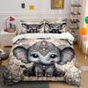 Ornate Elephant Cartoon Design. Print Bedding Set 1 Duvet Cover 2 Pillowcases For Adult And Children Luxury Gift Full Size
