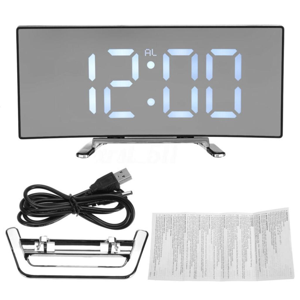 Digitální budík LED Zrcadlový displej Teplota Snooze Table USB Ložnice