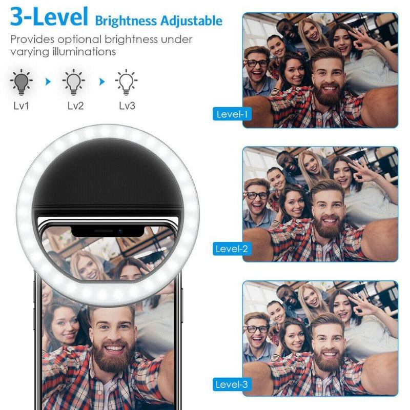 LED Portable Light Night Phone Flash Light Led Camera Clip-on Mobile Phone Selfie Ring Light Video Usb Charging For All Phone
