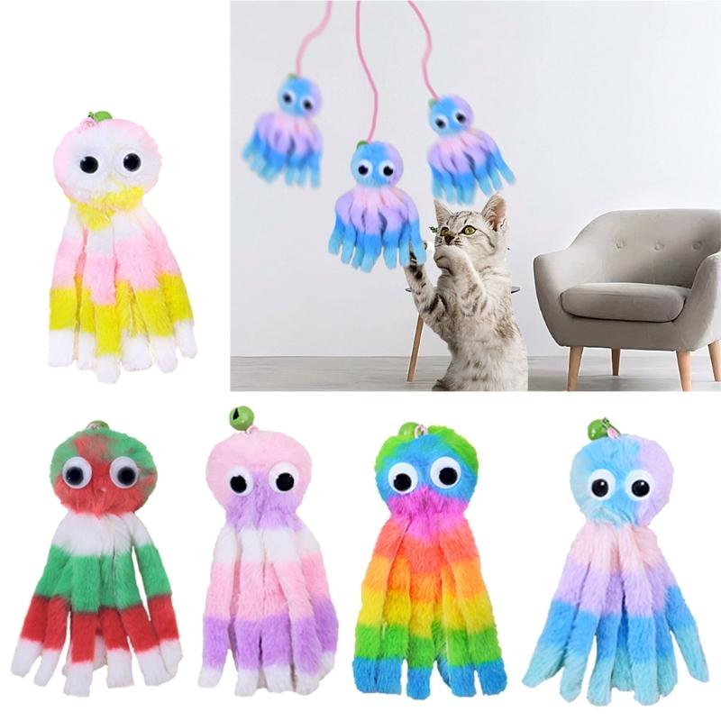 Lovely Suspended Kitten Toy With Chirping Mechanism Soft Fabric Tentacles Design Kitten Entertainment