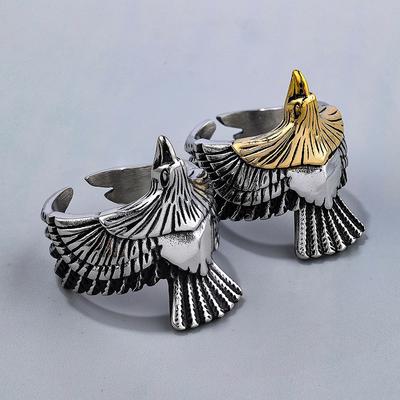Vintage Stainless Steel Flying Eagle Ring Punk Biker Jewelry Unique Animal Rings For Men Women Fashion Gifts