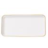 Gold-Rimmed Rectangular Ceramic Dessert and Sushi Plate