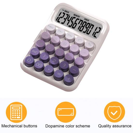 Mechanical Calculator with Large LCD Display Vintage Gradient Color 12-digit Desktop Calculator for Home Office