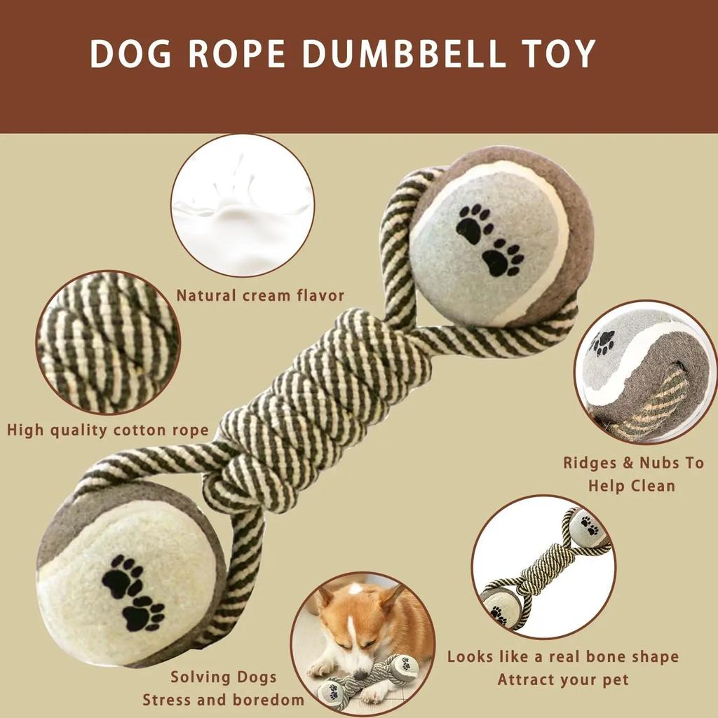 Pets Chew Toy Cotton String Rope Tennis Dumbbell Ball Bite Resistant Teeth Medium Large Dog Interactive Toy Playing Supplies