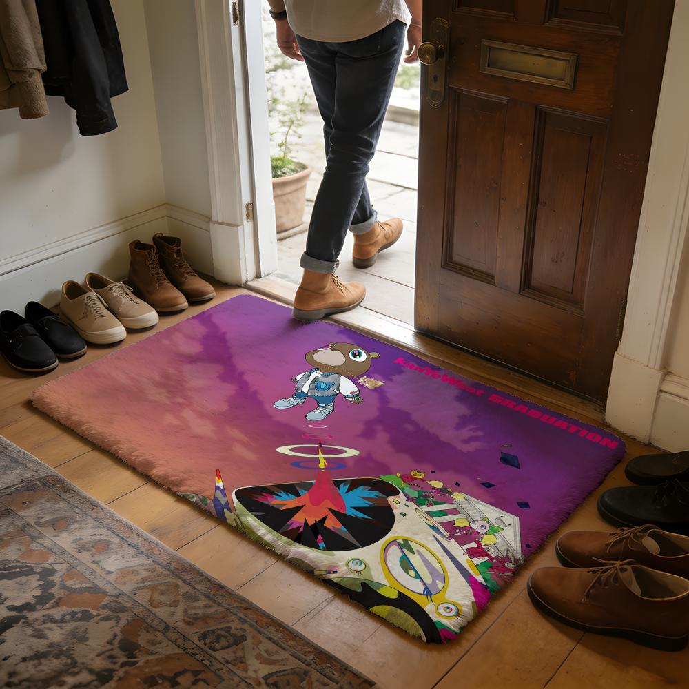Rapper KKanye WWest Floor Mat Soft Flannel Absorbent Mat Non-Slip Rug Home Bedroom Bathroom