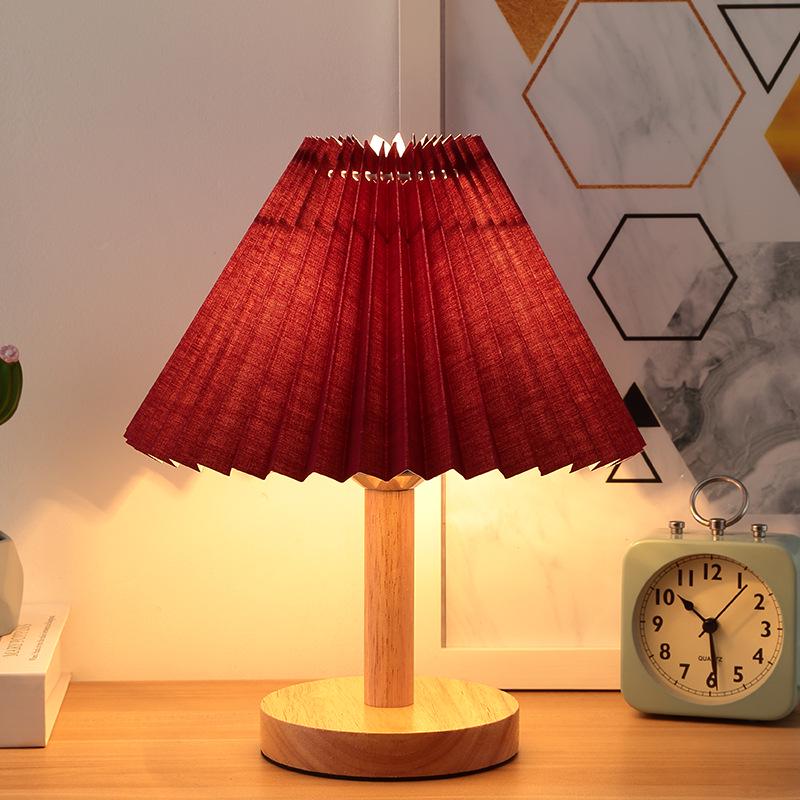 Pleated Nordic Style Table Lamp for Bedroom, Bedside, or Dormitory Décor