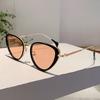 Luxury Brand Designer Triangle Cat Eye Sunglasses Vintage Steampunk Metal Women Men Fashion Sun Glasses
