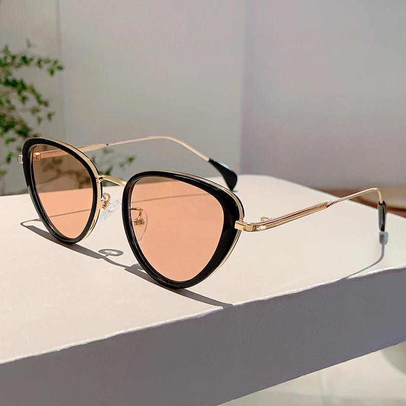Luxury Brand Designer Triangle Cat Eye Sunglasses Vintage Steampunk Metal Women Men Fashion Sun Glasses