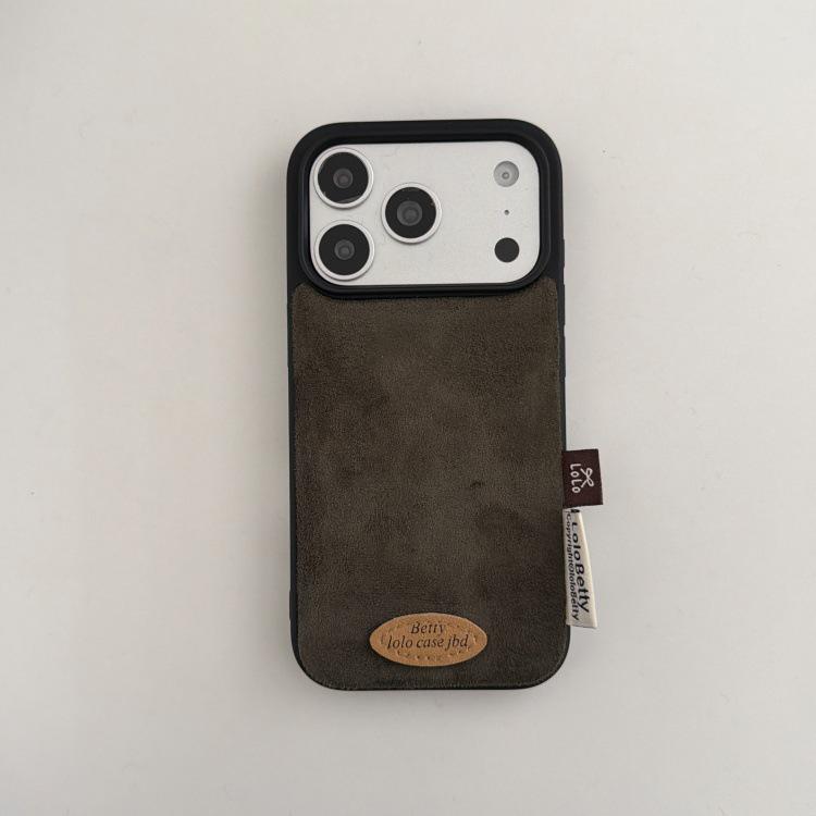 Autumn/Winter Retro Solid Suede Plush iPhone 17 Pro Max/16P/15/14 Case