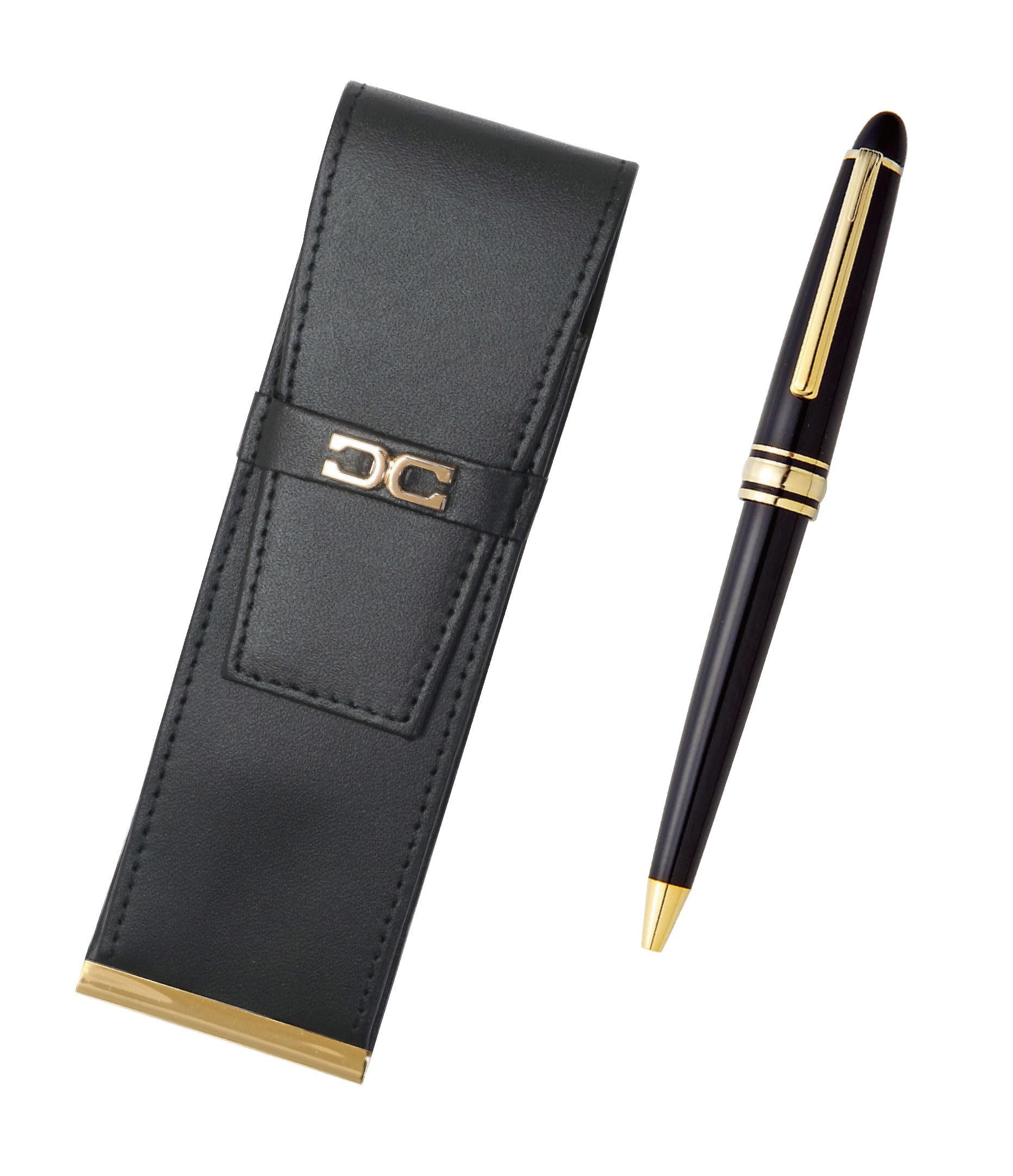 

Retro pen with sliding metal ring cap and recycled cowhide pen case with insert eco-metal (T23-AU023-8838B)