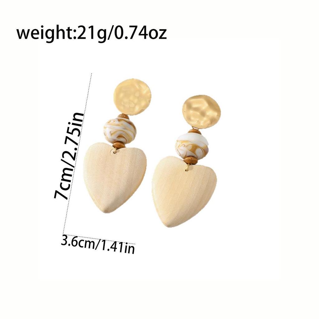 Versatile High-end Geometric Handmade Retro Faux Wood Stud Earrings for Women