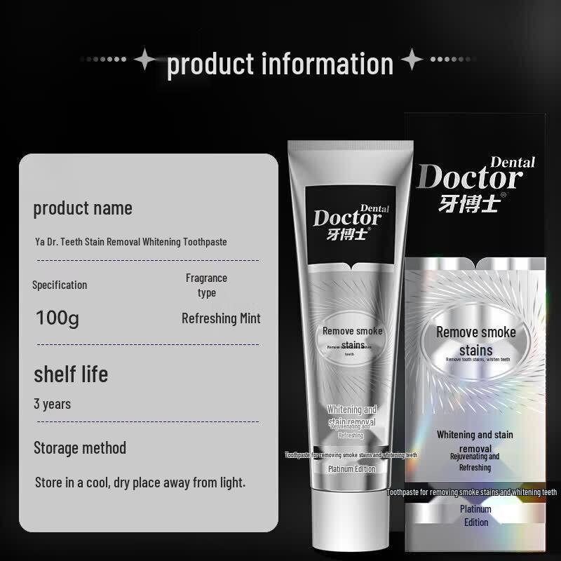 Dr. Tooth Platinum Edition Whitening & Stain Removal Fluoride Toothpaste