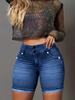 Pantaloncini Casual Doppi Bottoni Elasticizzati in Denim da Donna Europei e Americani