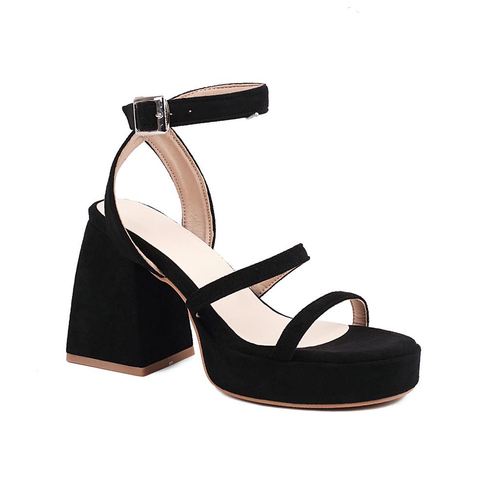 Fashion Summer New Sexy Flcok Party Sandals Women Platform Elegant Thick High Heels Shoes Trendy Ankle Strap Sandalias Ladies Beige Pink