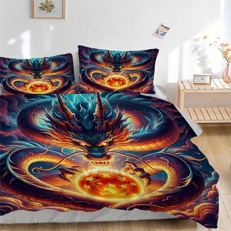 3pcs Dragon Heart Printed Bedding Set, Soft and Comfortable Quilt Cover for Bedroom, Guest Room