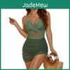 Pleated New Solid Sexy Bikinis One Piece Swimsuit Women Plus Size Swimwear Monokini Beachwear Dress Summer Bathing Suit